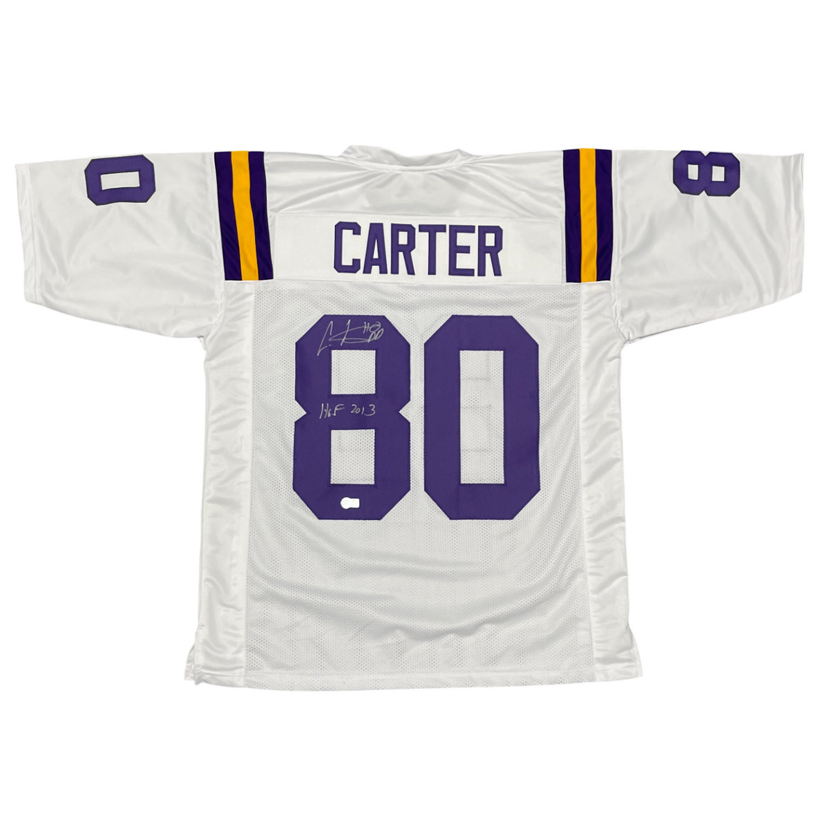 Cris Carter Signed Vikings Custom Jersey w/ HOF 2013 Beckett Witness BAS COA-Powers Sports Memorabilia