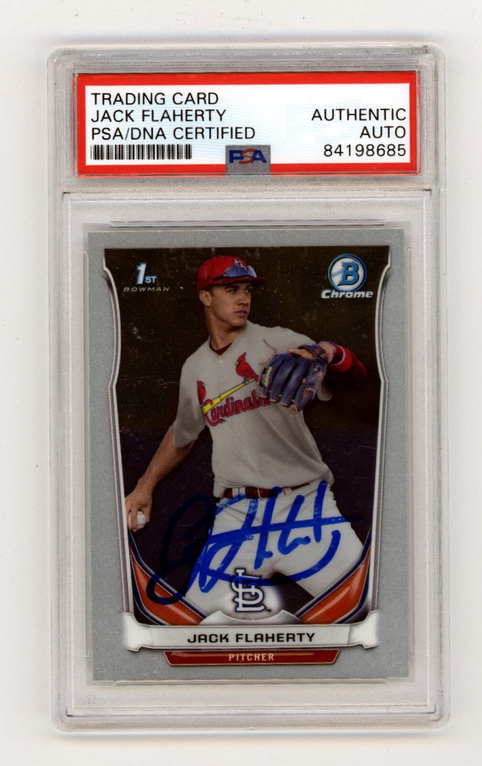 Jack Flaherty 2014 Bowman Draft Chrome 1st Rookie RC Signed PSA/DNA Authenticated-Powers Sports Memorabilia