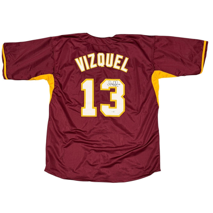 Omar Vizquel Signed Venezuela Custom Jersey JSA Witness Authenticated-Powers Sports Memorabilia