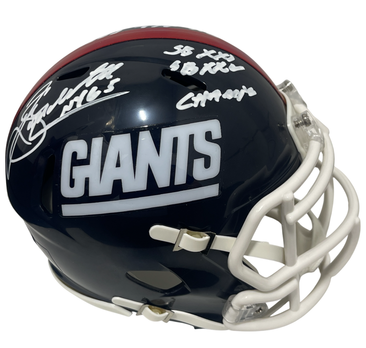 Sean Landeta Signed New York Giants TB Mini Helmet w/ 3 Insc Beckett Witness Authenticated-Powers Sports Memorabilia