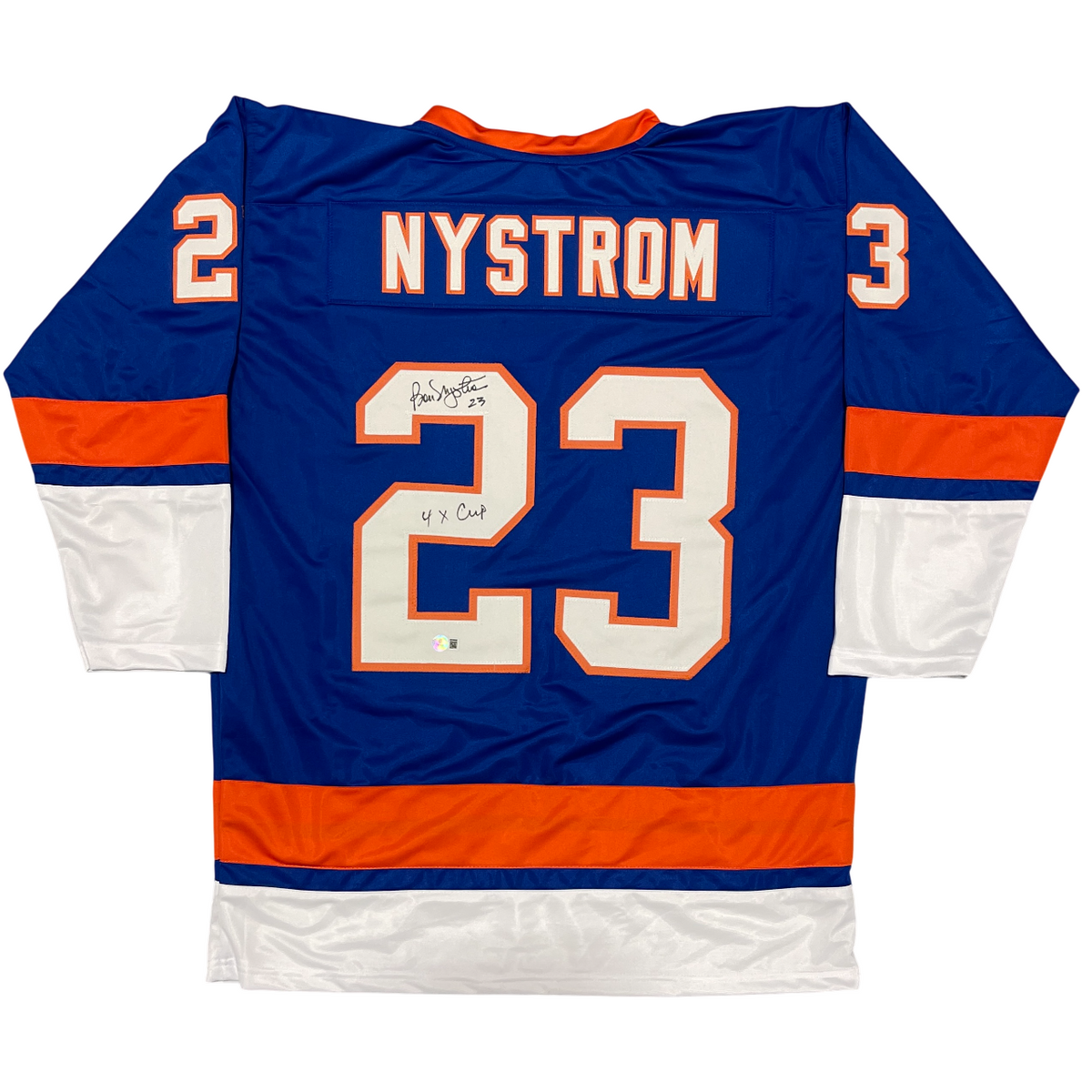 Bobby Nystrom Signed New York Islanders Custom Jersey w 4x Cup Beckett W BAS COA-Powers Sports Memorabilia