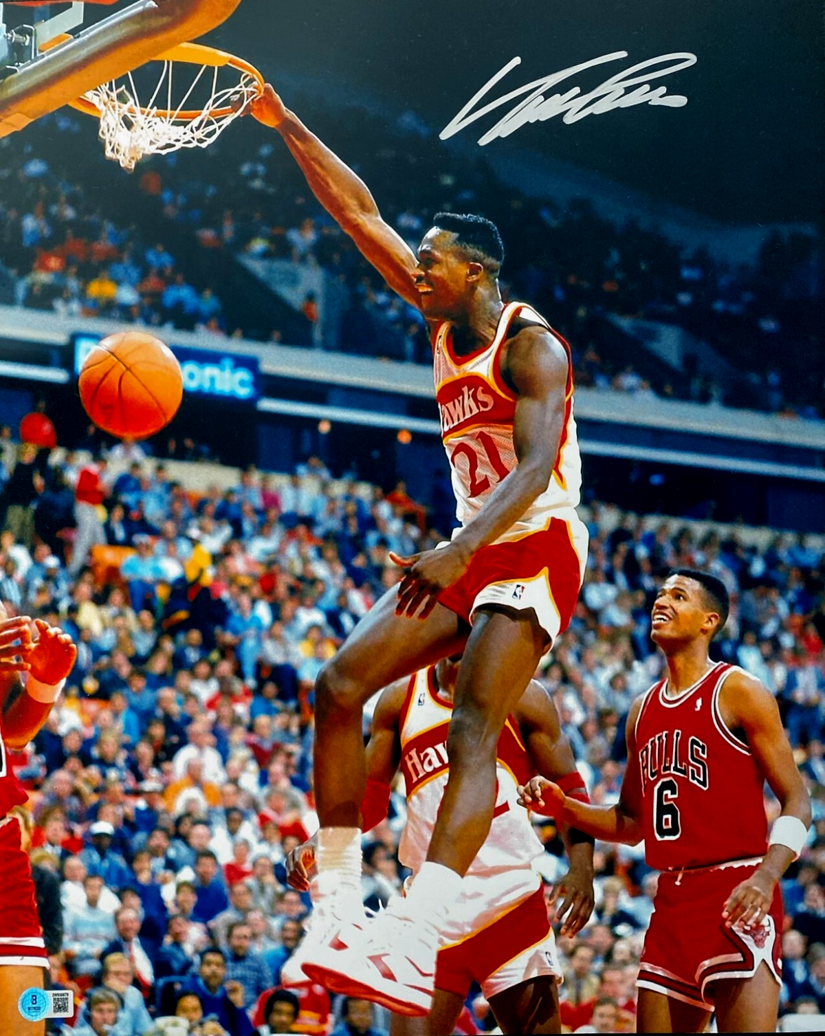 Dominique Wilkins Signed Atlanta Hawks 16x20 Photo Beckett Witness BAS COA-Powers Sports Memorabilia