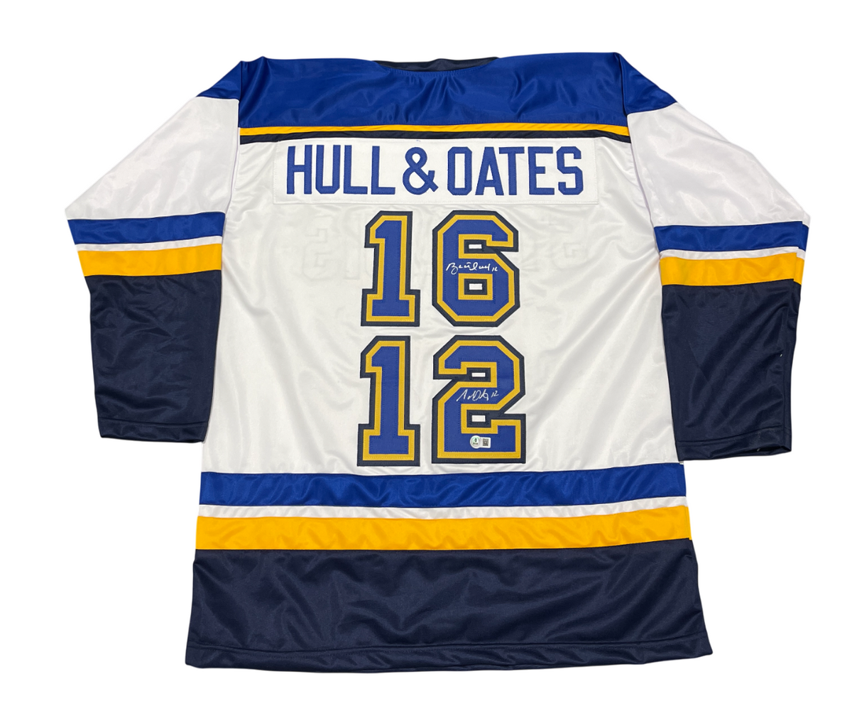 Brett Hull & Adam Oates Signed Auto Custom Jersey Beckett Witness Authenticated-Powers Sports Memorabilia