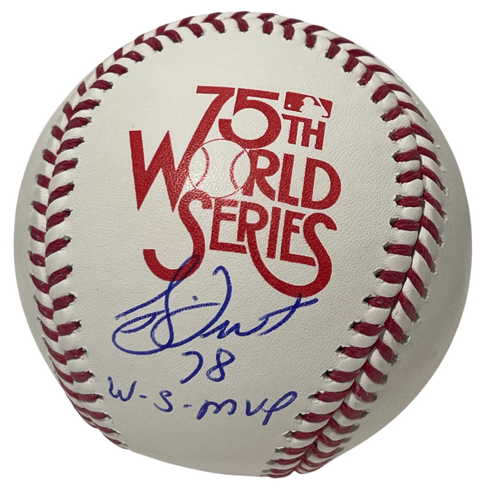Bucky Dent Signed 1978 World Series Logo Baseball w/ WS MVP Beckett Witness Authenticated-Powers Sports Memorabilia