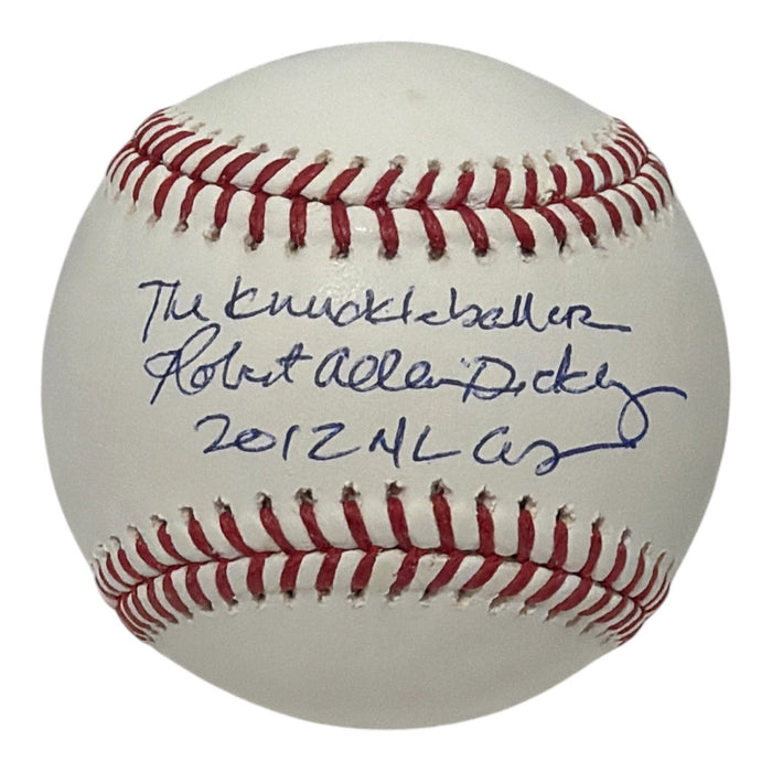 RA Dickey Signed ROMLB Baseball w/ Full Name + 2 Ins CY JSA Authenticated Mets-Powers Sports Memorabilia