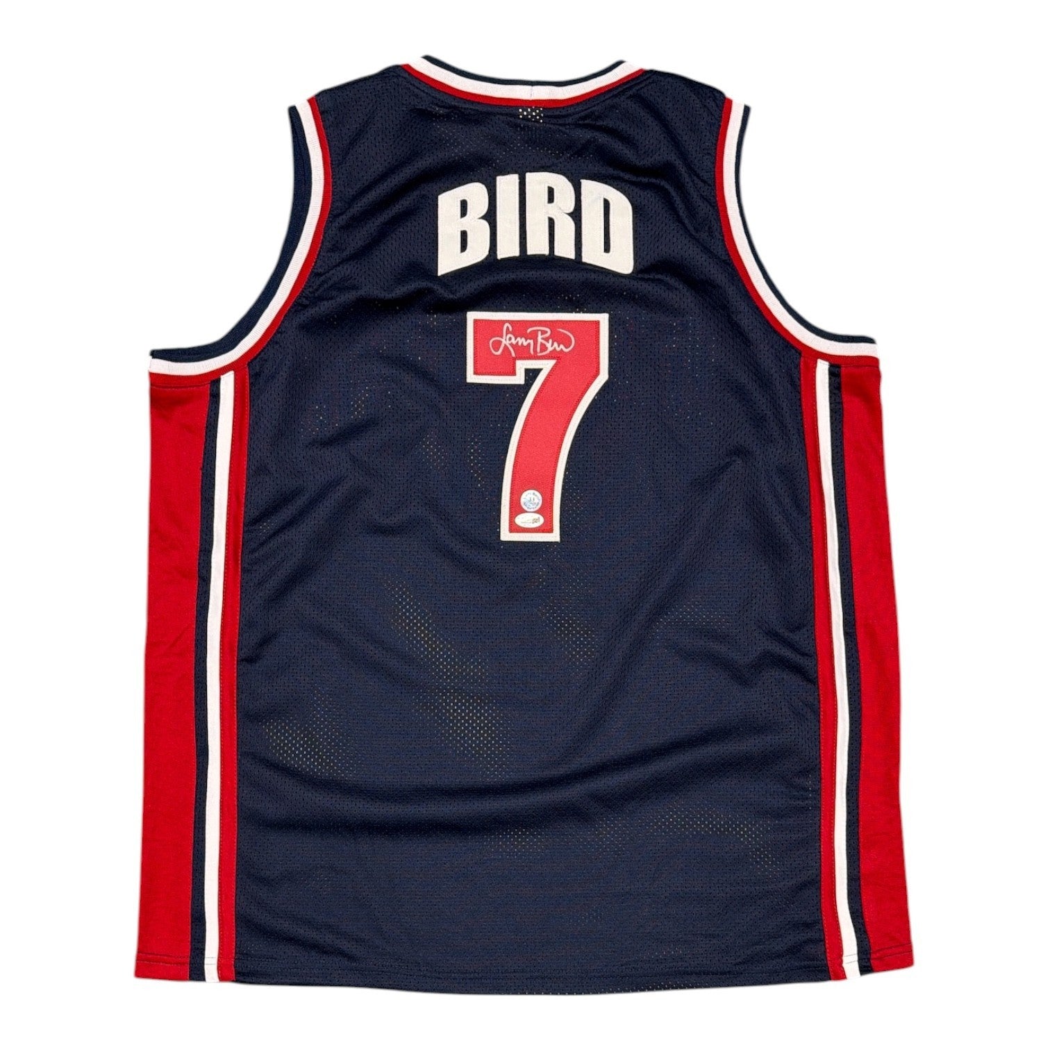 Larry Bird Signed Dream Team USA Custom Jersey JSA Witness Authenticated + Bird Holo-Powers Sports Memorabilia