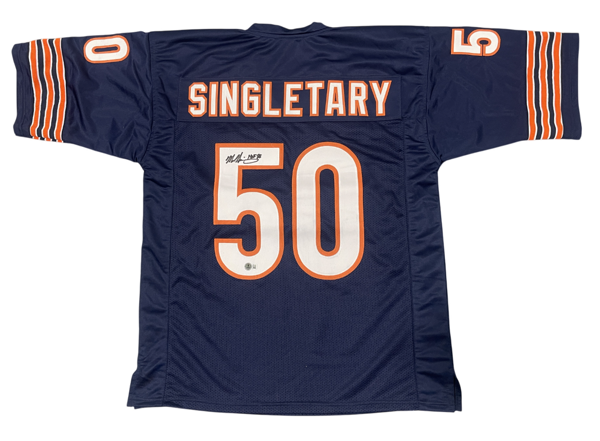 Mike Singletary Signed Custom Jersey w/ HOF 98 Beckett Witness Authenticated-Powers Sports Memorabilia