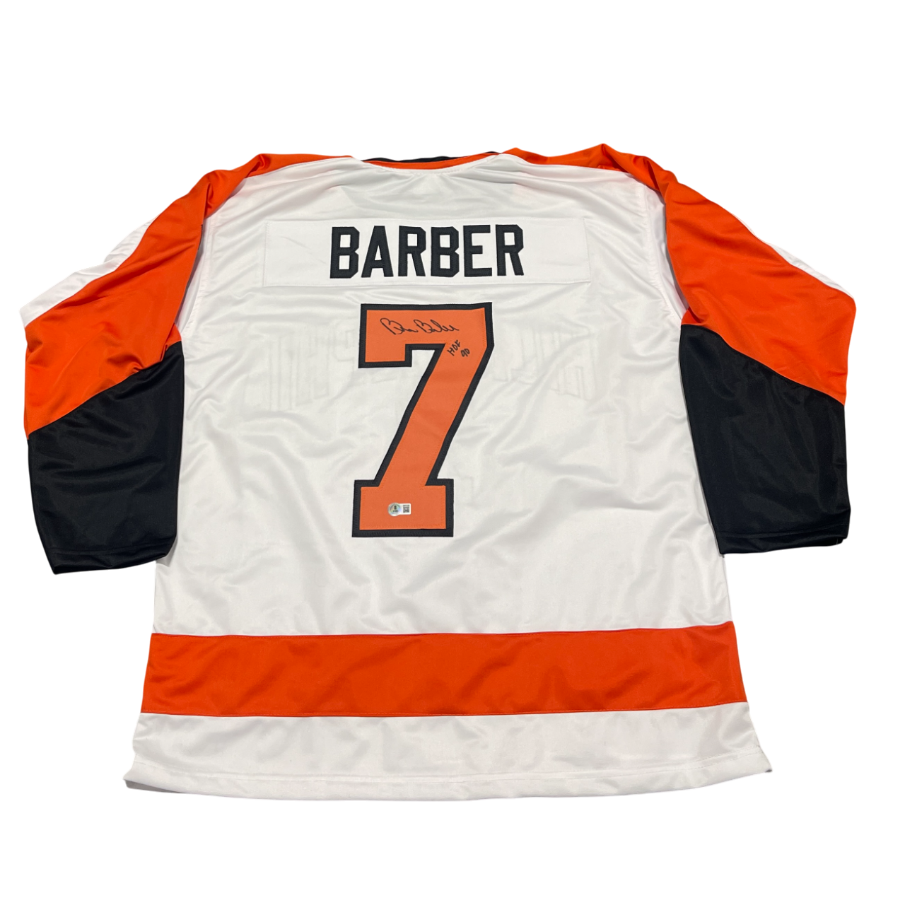 Bill Barber Signed Custom Jersey w/ HOF 90 Beckett W Beckett Authenticated-Powers Sports Memorabilia
