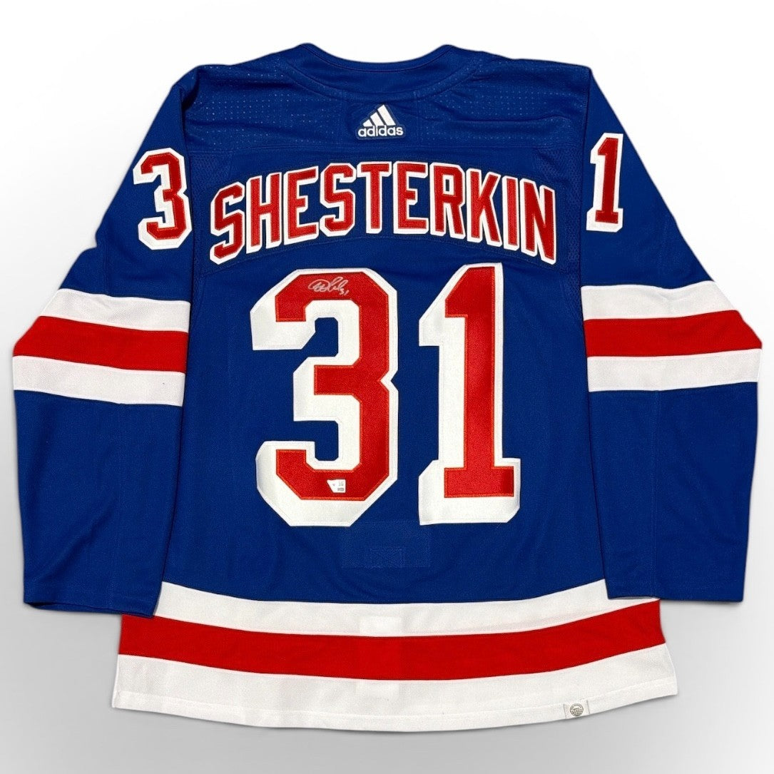 Igor Shesterkin Signed New York Rangers Blue Adidas Jersey FANATICS COA-Powers Sports Memorabilia