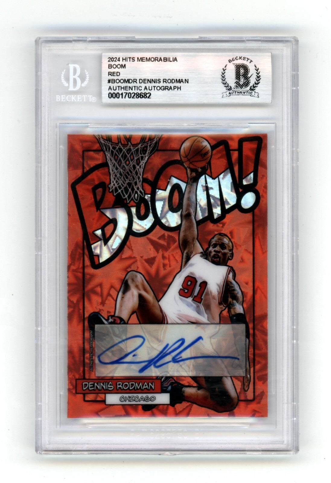 Dennis Rodman 2024 Hits Memorabilia BOOM Red #/5 Signed BGS BAS Auto Bulls-Powers Sports Memorabilia