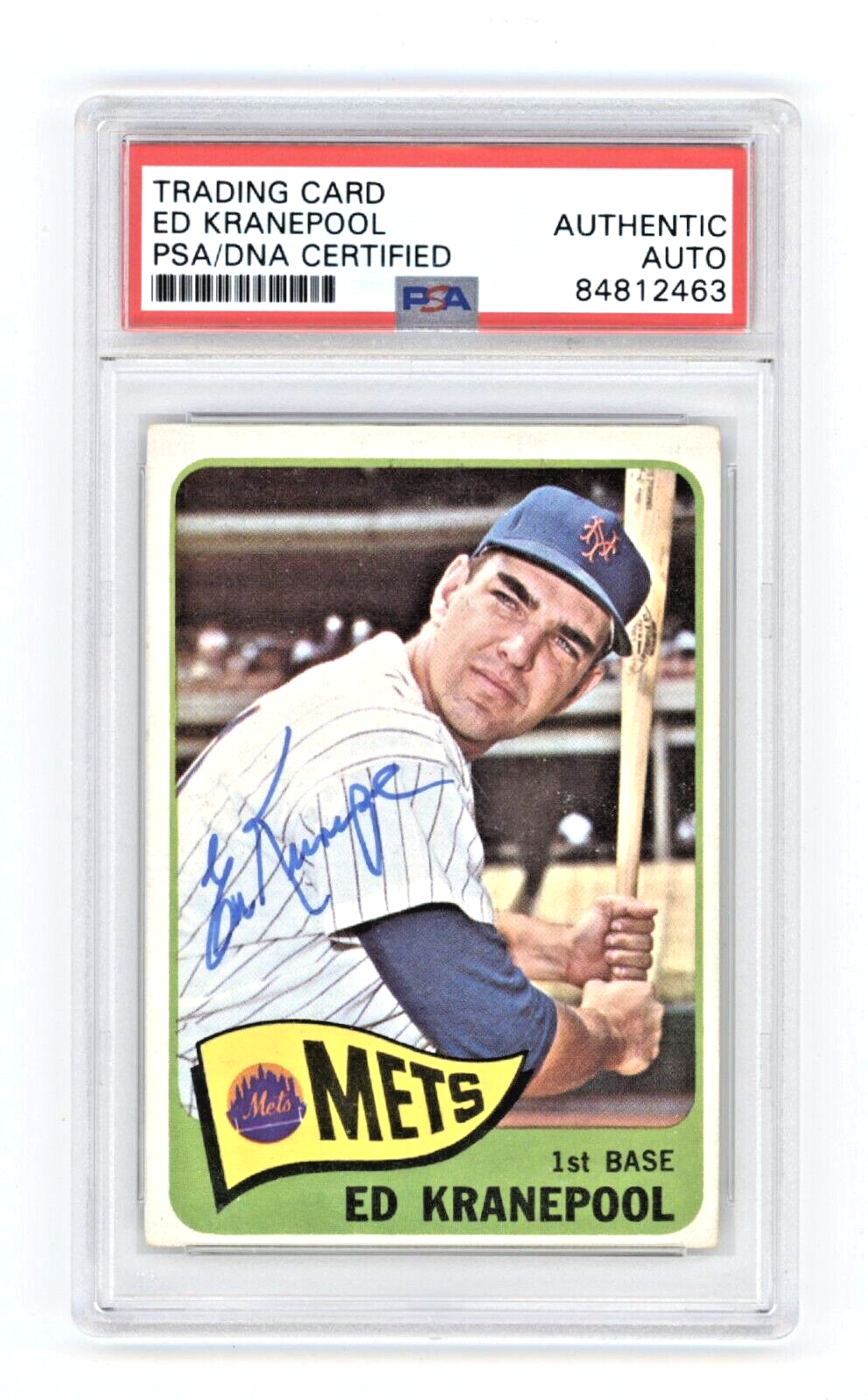 Ed Kranepool 1965 Topps Baseball #144 Signed PSA Authentic Auto New York Mets-Powers Sports Memorabilia