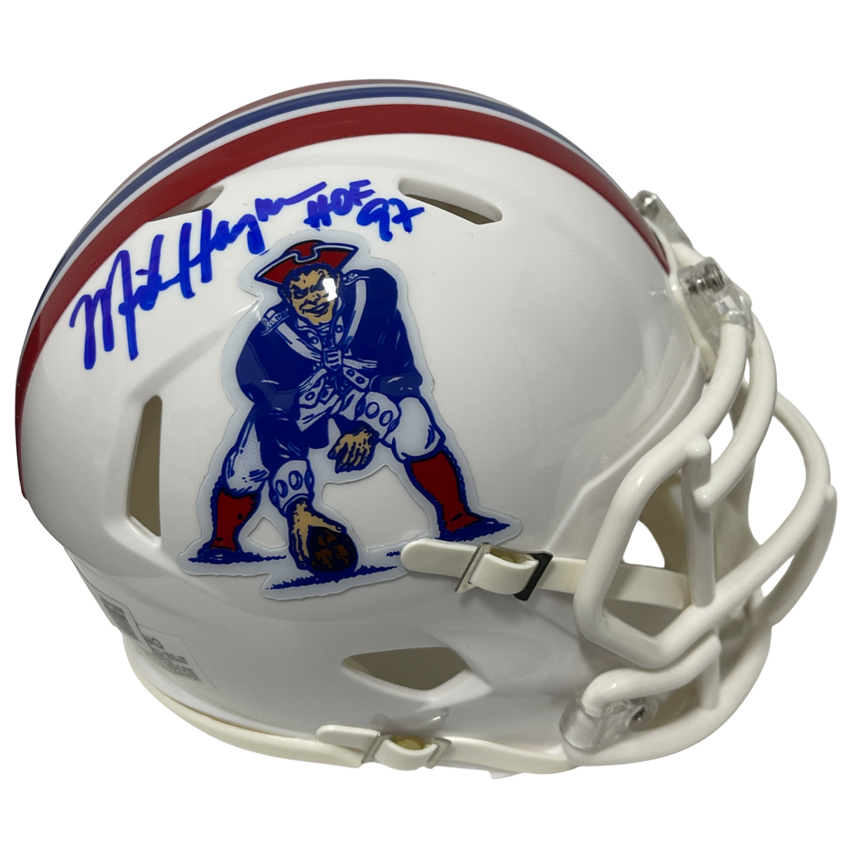 Mike Haynes Signed Patriots TB Mini Helmet w/ HOF 97 Beckett Witness BAS COA-Powers Sports Memorabilia