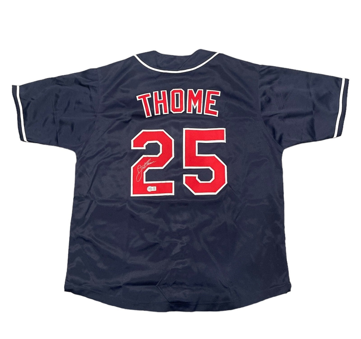 Jim Thome Signed Cleveland Custom Jersey Beckett Witness BAS COA-Powers Sports Memorabilia