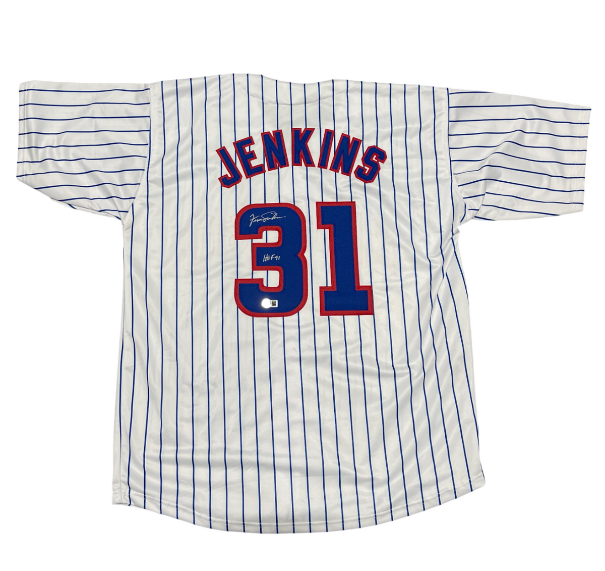 Fergie Jenkins Signed Custom Jersey w/ HOF 91 Beckett Witness Authenticated - Pinstripe Jersey-Powers Sports Memorabilia