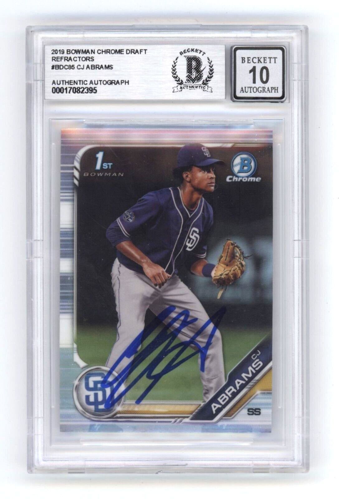 CJ Abrams 2019 Bowman Chrome Draft Refractor BDC85 1st Signed BAS BGS 10 Auto-Powers Sports Memorabilia