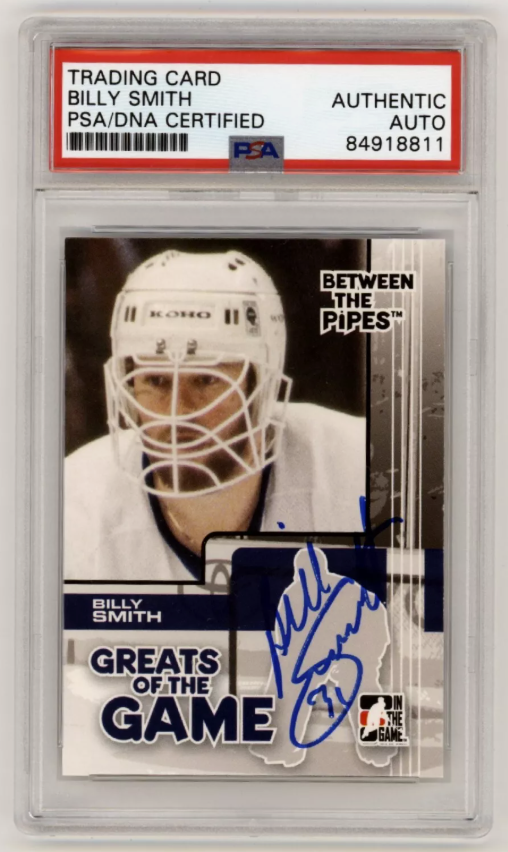Billy Smith 2007-08 ITG Between The Pipes #76 Signed PSA/DNA Authenticated NYI HOF-Powers Sports Memorabilia