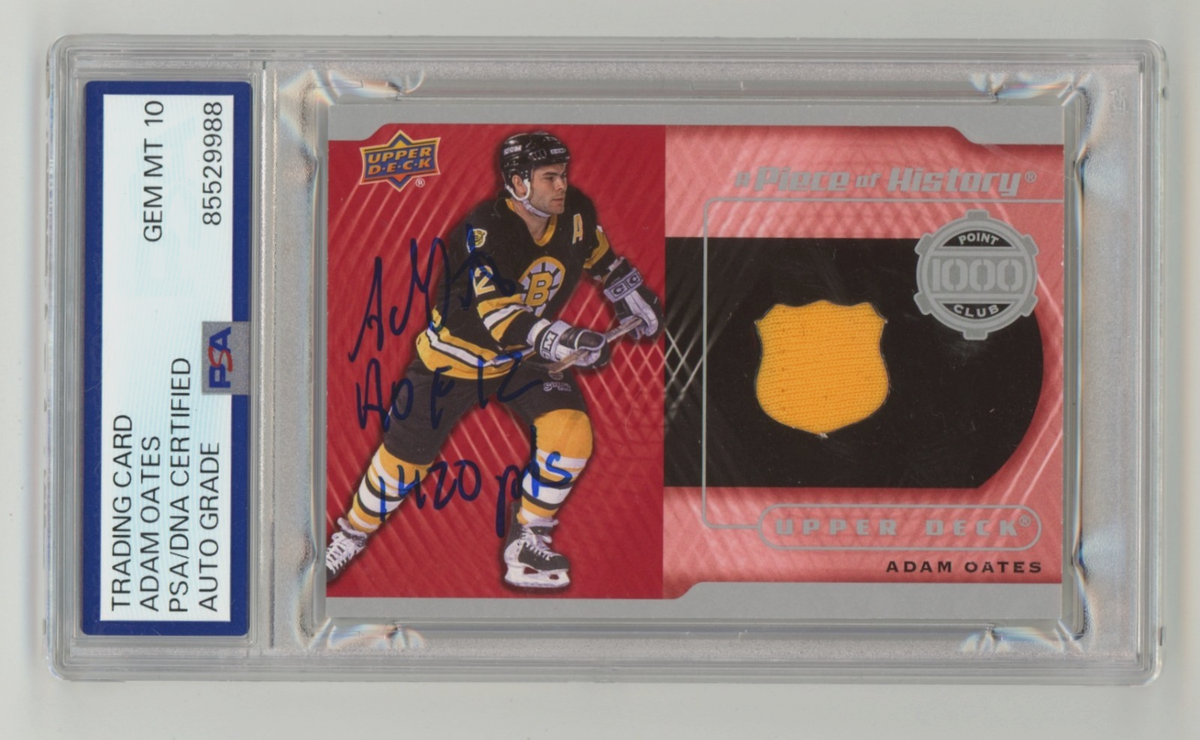 Adam Oates 2015-16 UD Series 2 Piece of History Signed Relic 2 Insc. PSA 10 Auto-Powers Sports Memorabilia