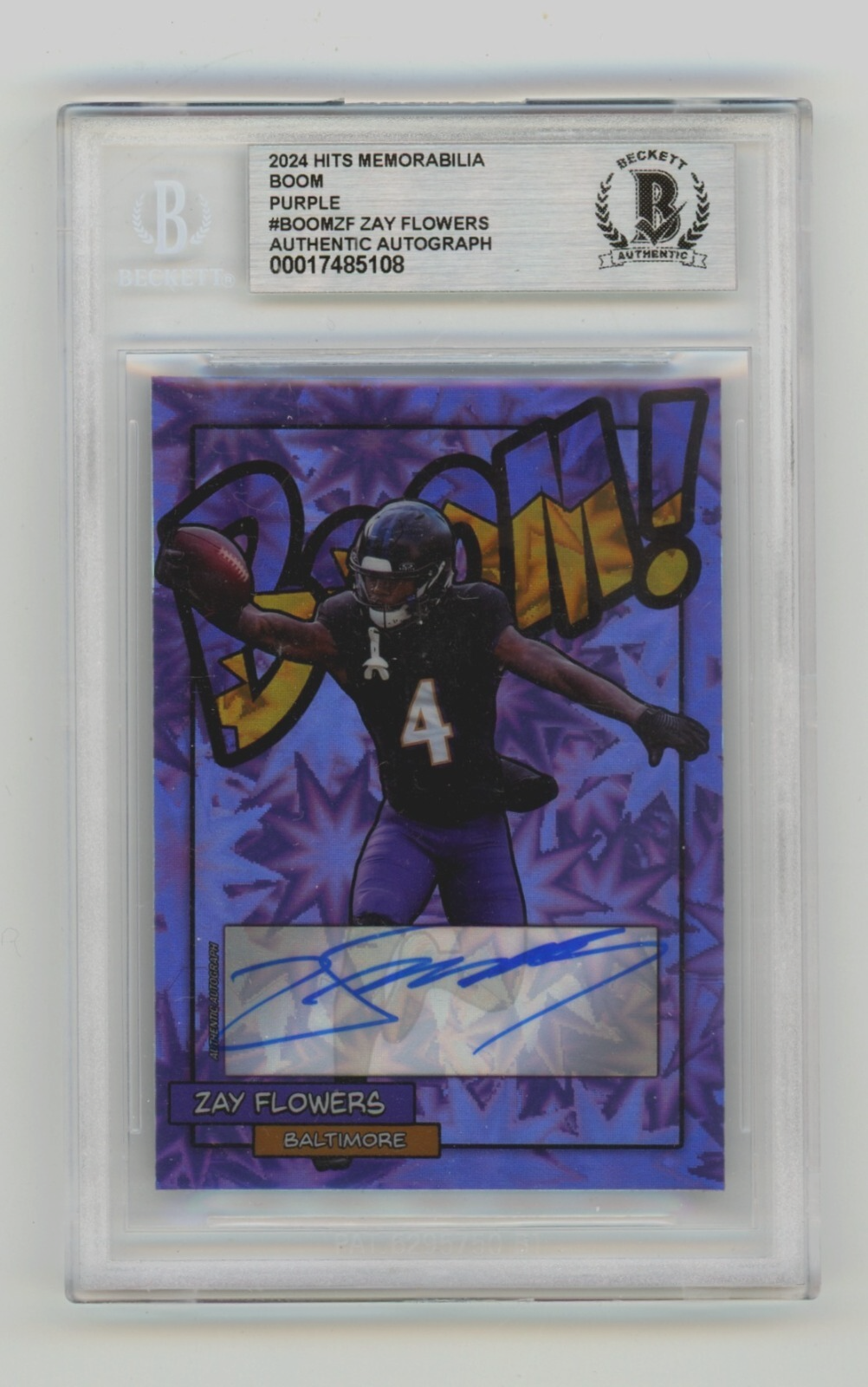 Zay Flowers 2024 Hits Memorabilia BOOM Purple /4 Signed BGS BAS Auto Ravens-Powers Sports Memorabilia