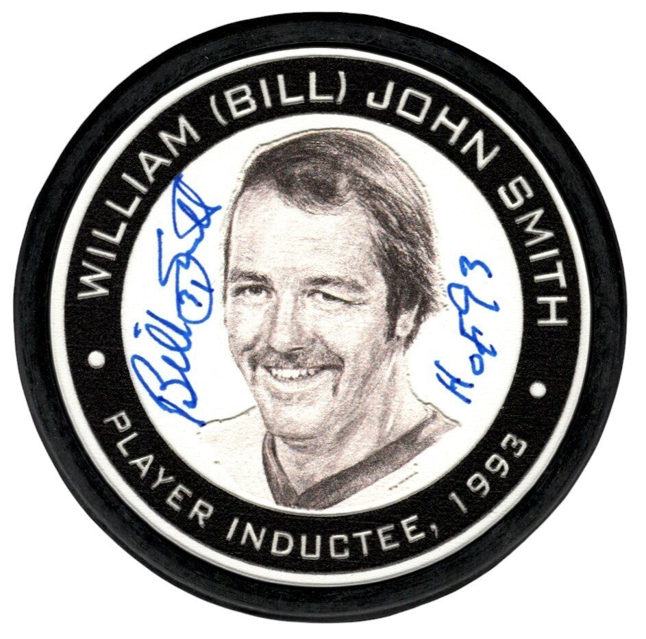 Billy Smith Signed NHL Hall of Fame Induction Puck w/ HOF 93 PSA ITP Authenticated-Powers Sports Memorabilia