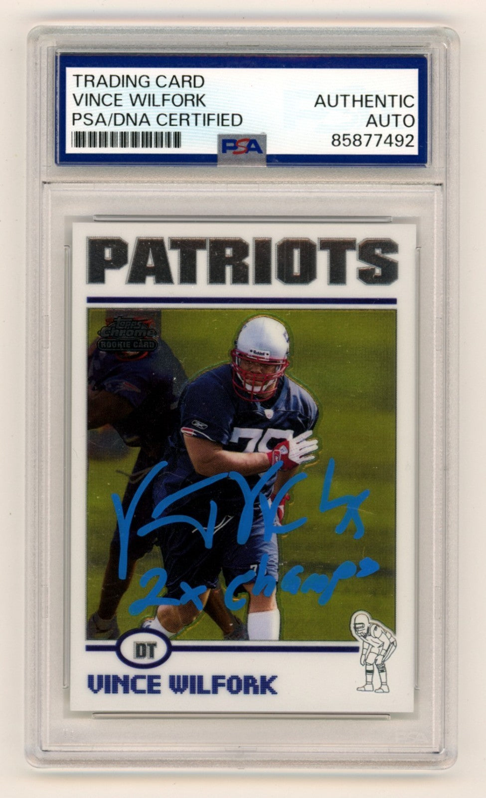 Vince Wilfork 2004 Topps Chrome #182 Signed RC w/ SB Champs PSA/DNA Authenticated-Powers Sports Memorabilia