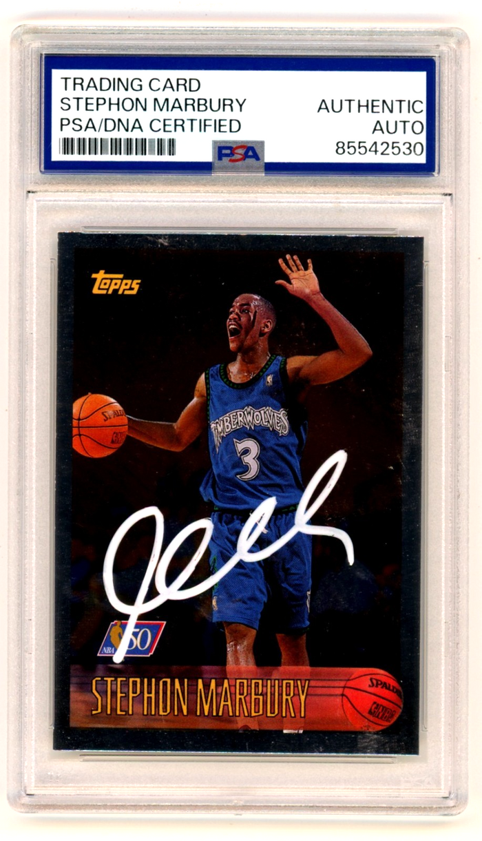 Stephon Marbury 1996-97 Topps NBA 50 #177 Signed Foil Rookie RC PSA Auto-Powers Sports Memorabilia