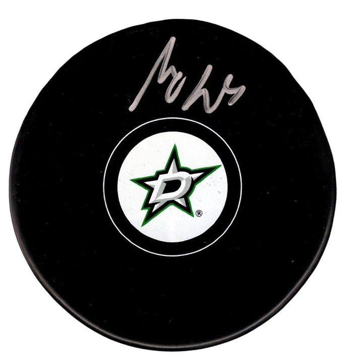 Miro Heiskanen Signed Dallas Stars Logo Puck Beckett Witness Authenticated-Powers Sports Memorabilia