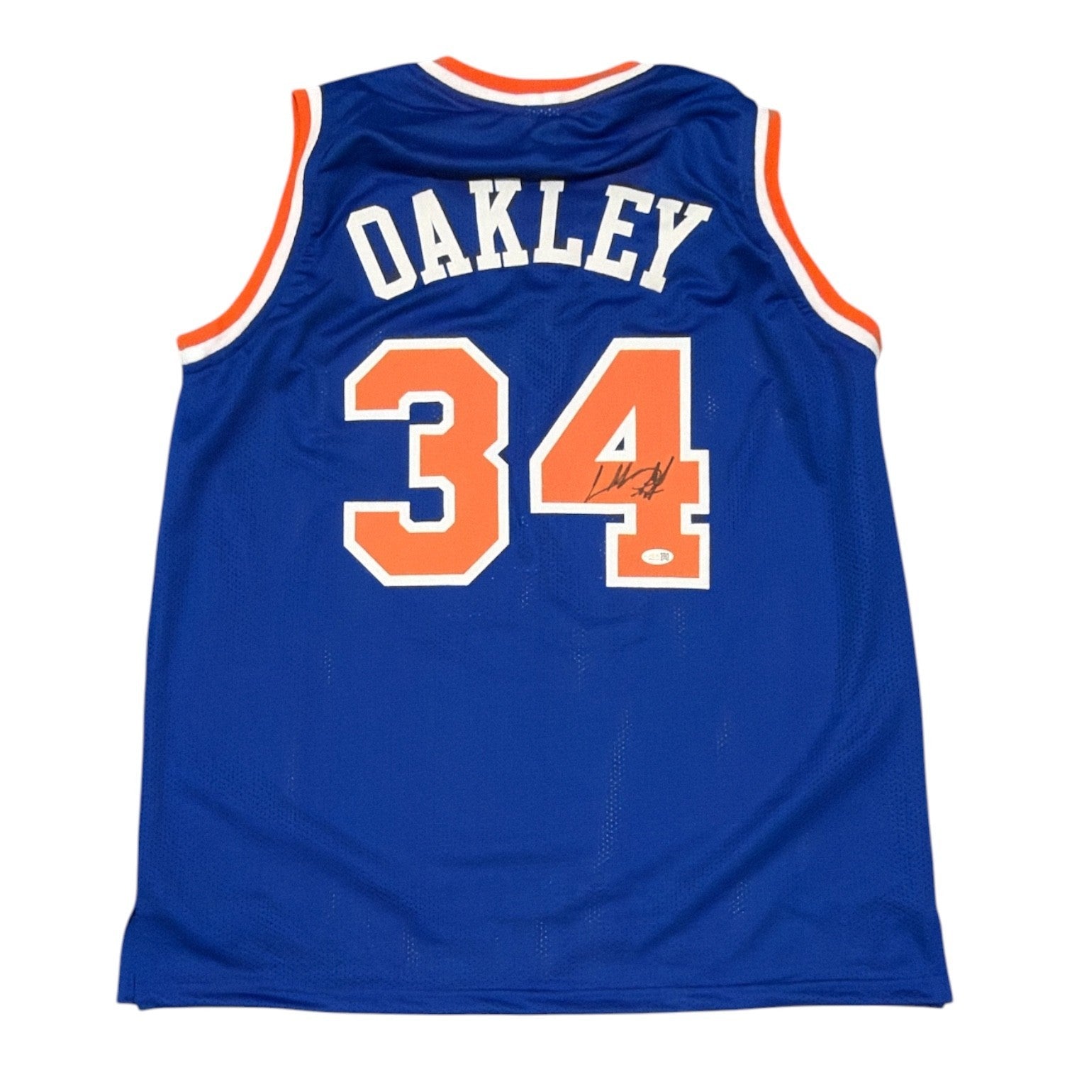 Charles Oakley Signed Custom Jersey JSA Witness Authenticated - Blue Jersey-Powers Sports Memorabilia