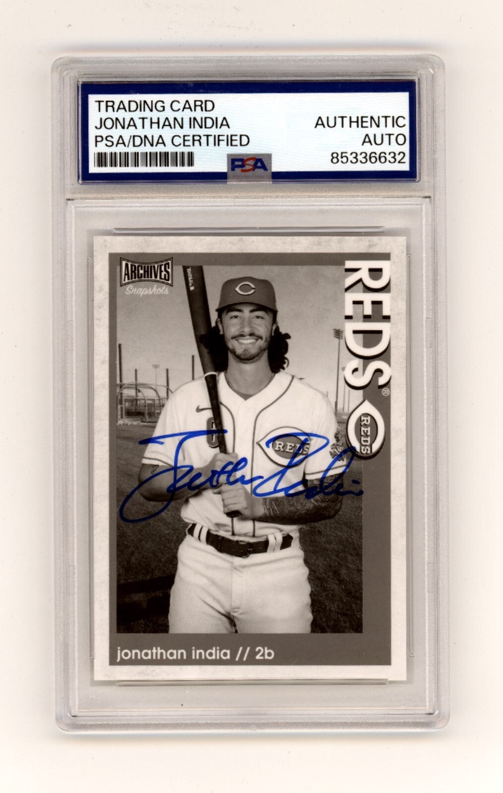 Jonathan India 2022 Topps Archives Snapshots Black & White #36 Signed PSA Auto-Powers Sports Memorabilia