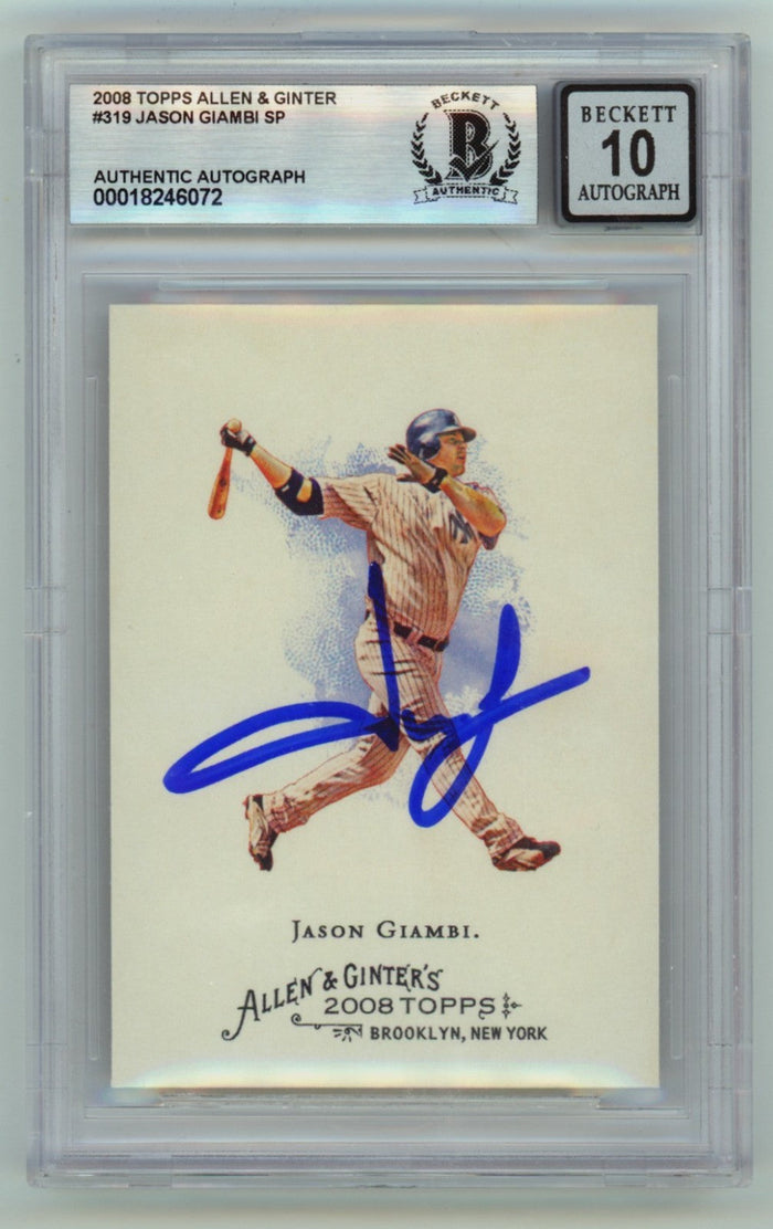 Jason Giambi 2008 Topps Allen & Ginter #319 Signed Beckett BGS 10 Auto Yankees-Powers Sports Memorabilia