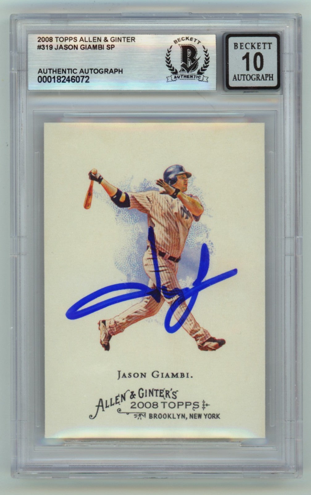 Jason Giambi 2008 Topps Allen & Ginter #319 Signed Beckett BGS 10 Auto Yankees-Powers Sports Memorabilia