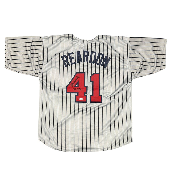 Jeff Reardon Signed Minnesota Twins Grey Custom Jersey 87 WSC JSA Witness COA-Powers Sports Memorabilia