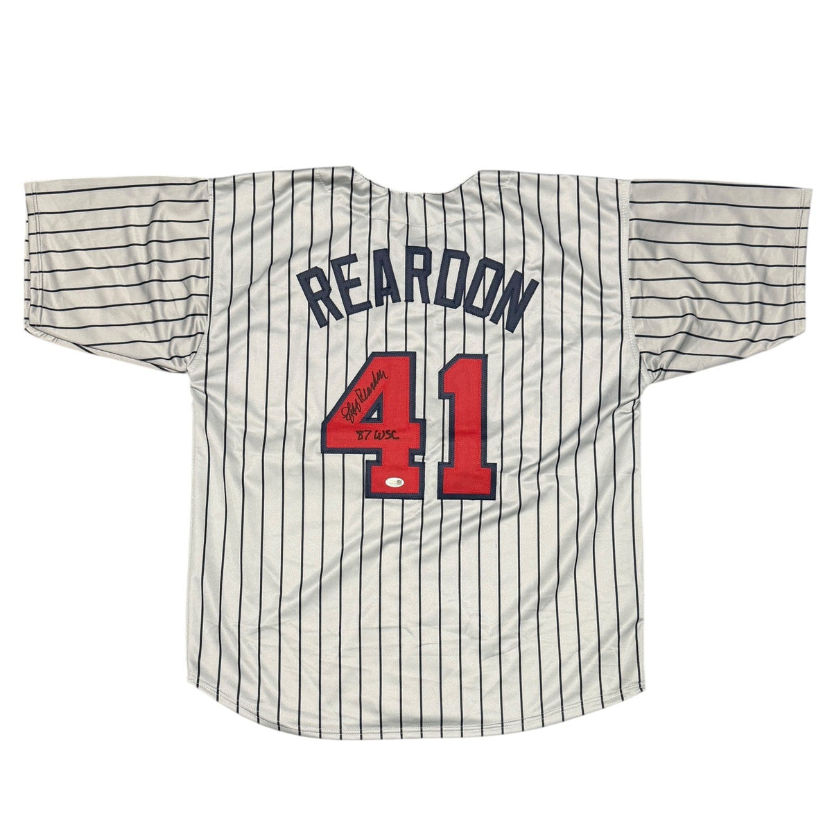 Jeff Reardon Signed Minnesota Twins Grey Custom Jersey 87 WSC JSA Witness COA-Powers Sports Memorabilia