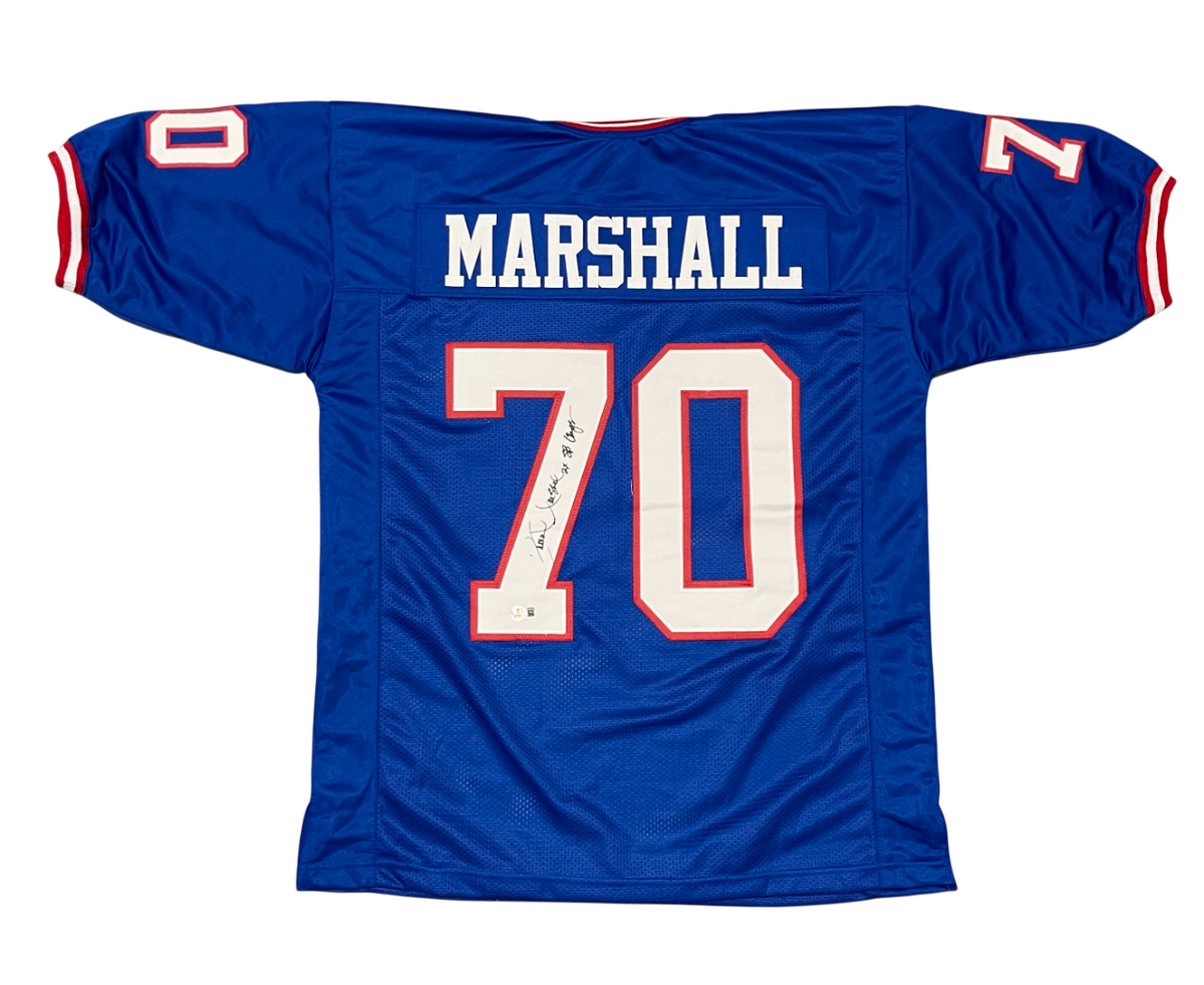 Leonard Marshall Signed Custom Jersey 2x SB Champ Beckett W Authenticated-Powers Sports Memorabilia