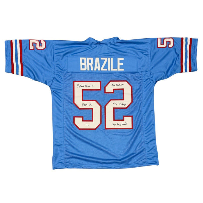 Robert Brazile Signed Custom Jersey w/ 4x Insc Stat JSA Witness Authenticated-Powers Sports Memorabilia