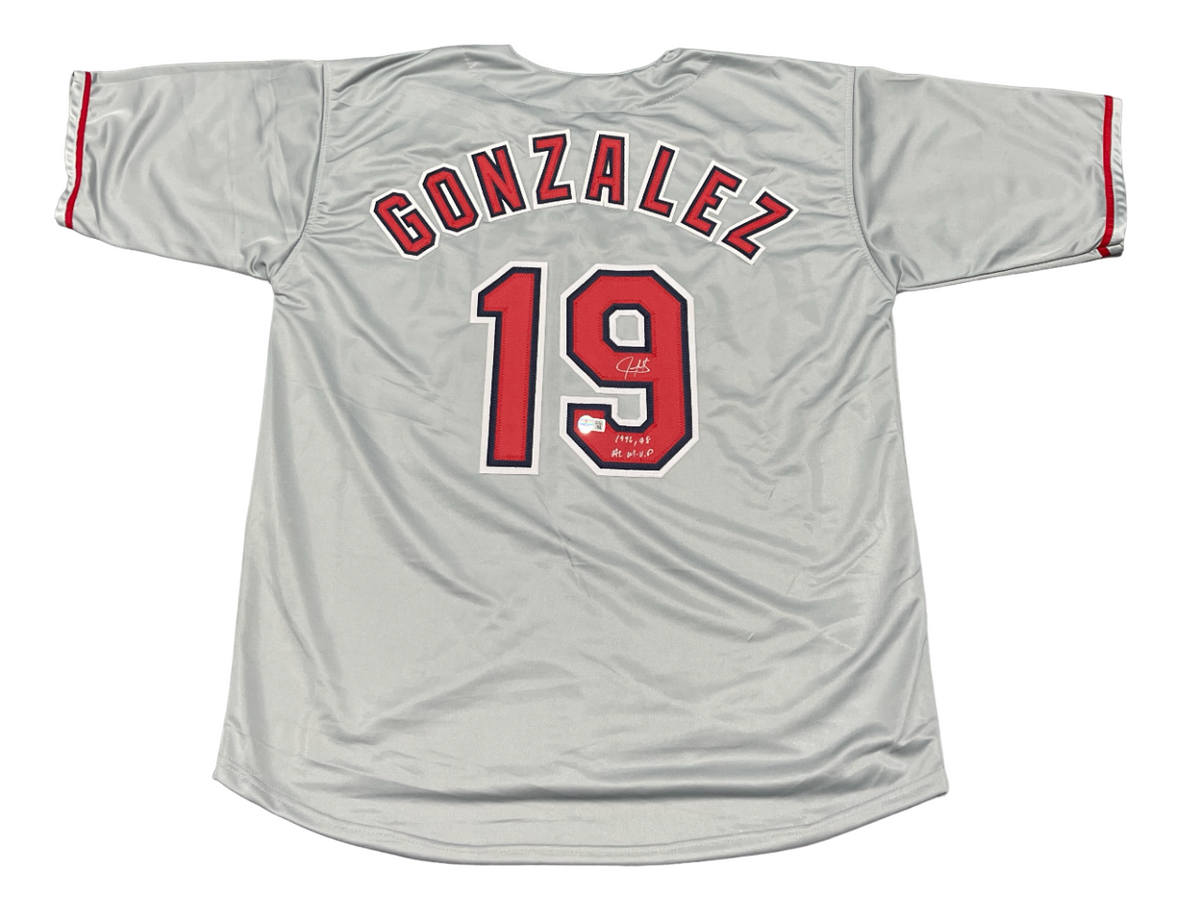 Juan Gonzalez Signed Rangers Custom Jersey w/ 96, 98 AL MVP Beckett Wit BAS COA-Powers Sports Memorabilia