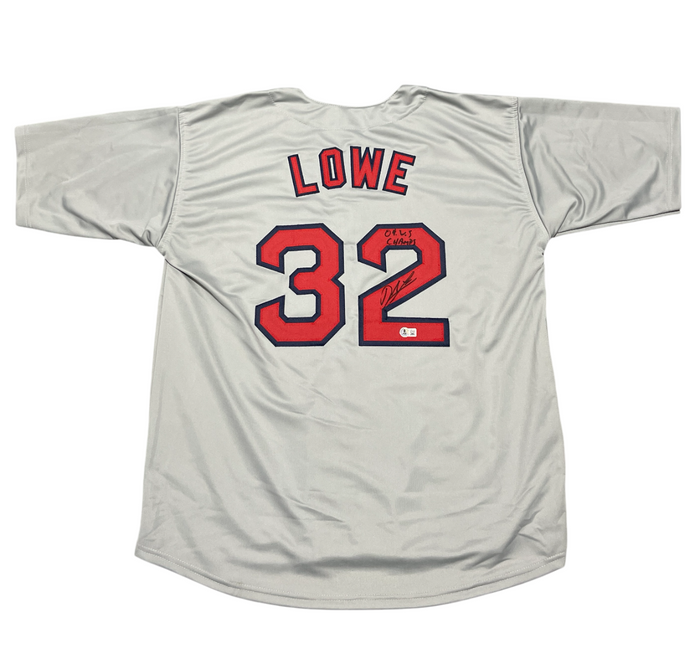 Derek Lowe Signed Boston Red Sox Custom Jersey w/ 04 WS Champs Beckett BAS COA-Powers Sports Memorabilia