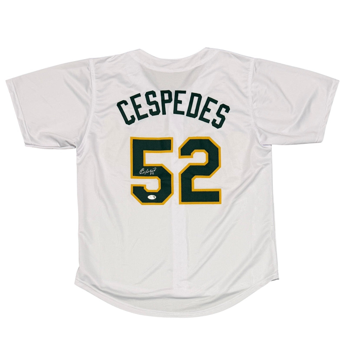 Yoenis Cespedes Signed Custom White Jersey JSA Witness Authenticated-Powers Sports Memorabilia