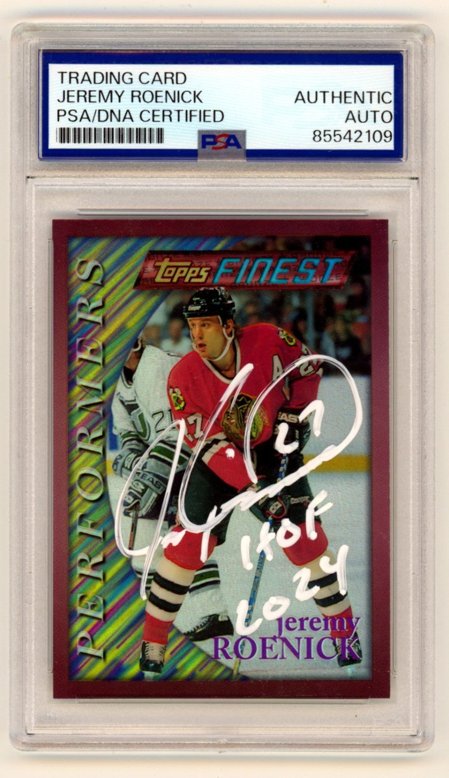 Jeremy Roenick 1996-97 Topps Finest #175 Refractor Signed w/ HOF Insc. PSA Auto-Powers Sports Memorabilia