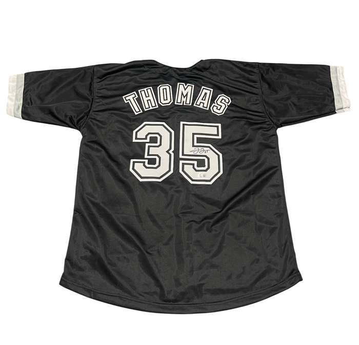 Frank Thomas Signed Chicago White Sox Custom Black Jersey Beckett Wit BAS COA-Powers Sports Memorabilia