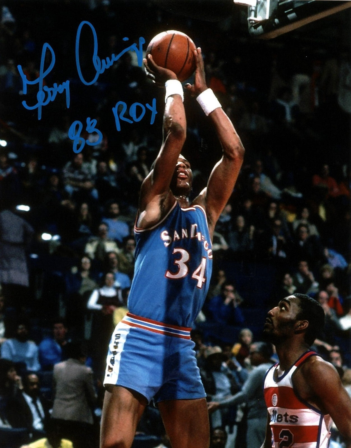 Terry Cummings Signed San Diego Clippers 8x10 Photo w/ 83 ROY LSCM Authenticated #2-Powers Sports Memorabilia