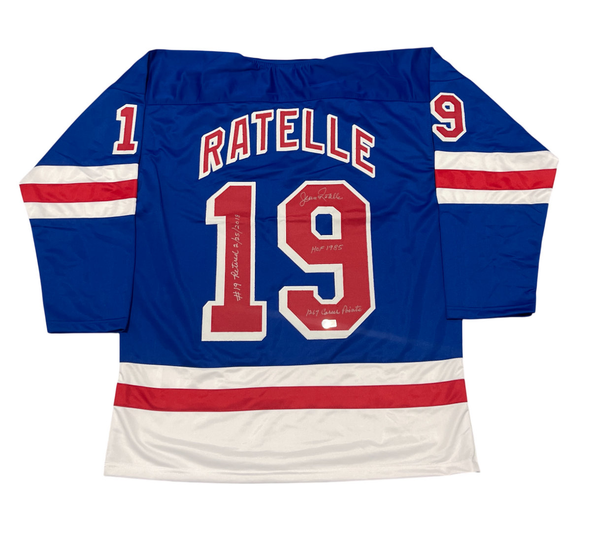 Jean Ratelle Signed NY Rangers Custom Jersey w/ 3 Insc Beckett Wit BAS COA-Powers Sports Memorabilia