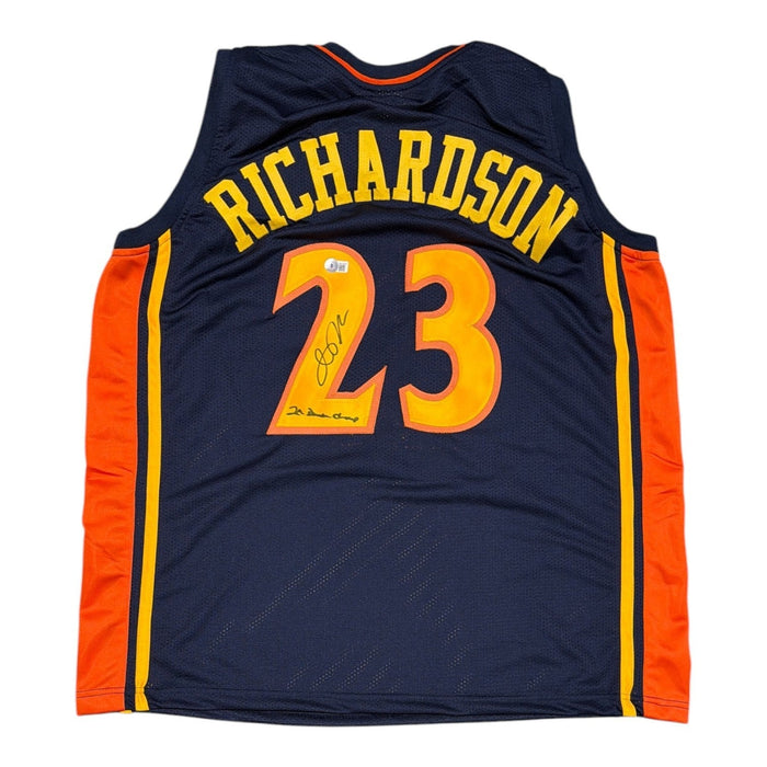 Jason Richardson Signed Warriors Custom 2x Dunk Champ Jersey Beckett Wit BAS COA-Powers Sports Memorabilia