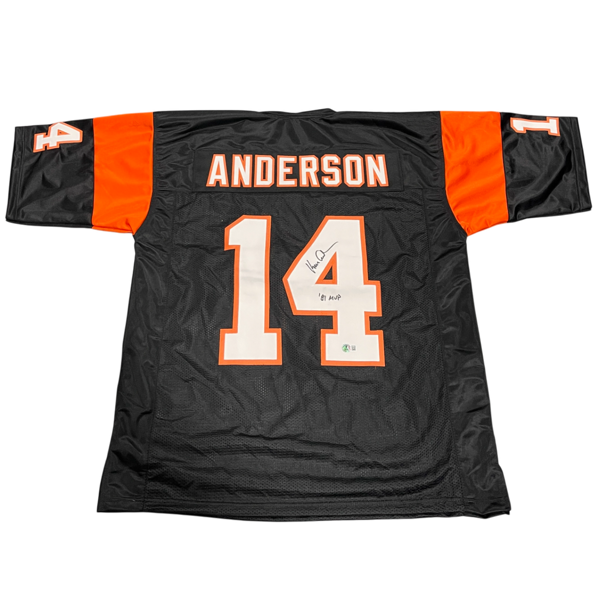 Ken Anderson Signed Custom Jersey w/ 81 MVP Beckett Witness Authenticated - Black Jersey-Powers Sports Memorabilia