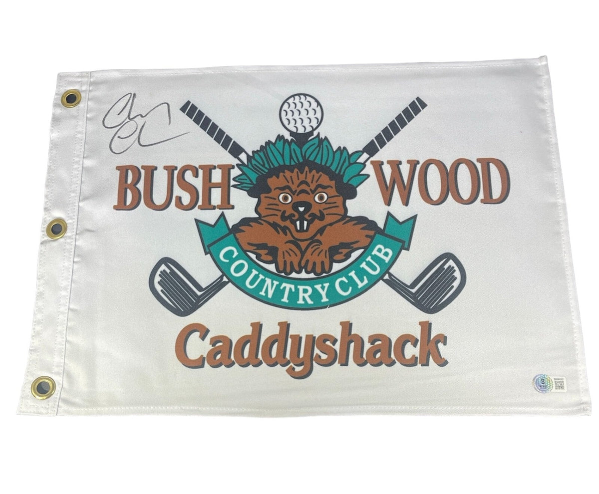 Chevy Chase Signed Auto Caddyshack Bushwood Country Club Golf Flag Beckett COA-Powers Sports Memorabilia