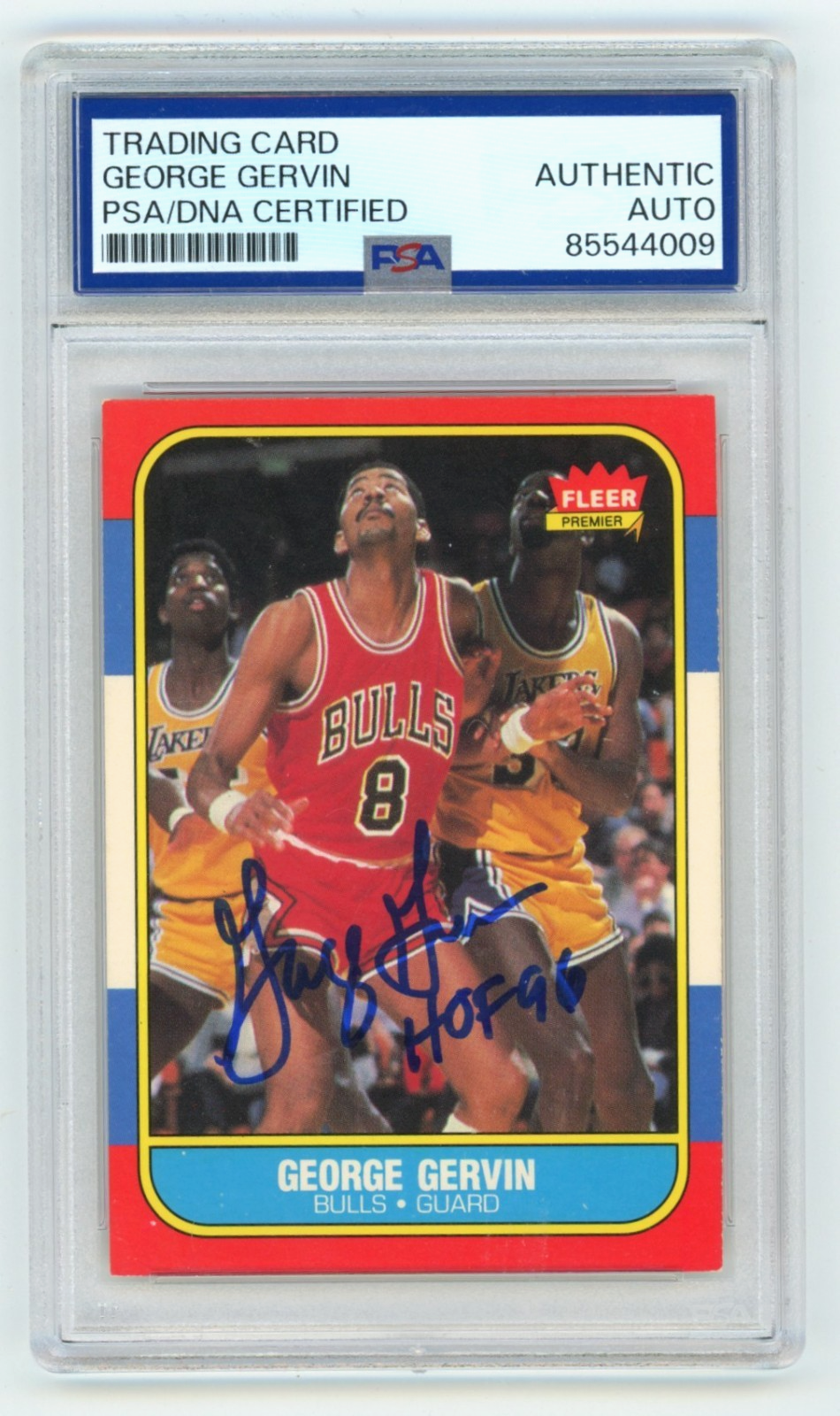 George Gervin 1986-87 Fleer #36 Signed w/ HOF 96 Inscription PSA/DNA Authenticated-Powers Sports Memorabilia