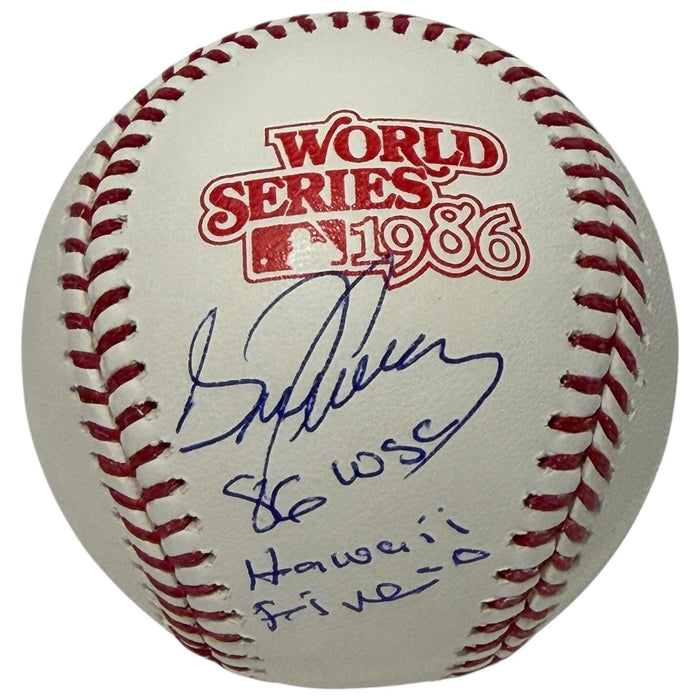 Sid Fernandez Signed 1986 World Series Baseball w/ 2 Insc JSA Witness Authenticated-Powers Sports Memorabilia