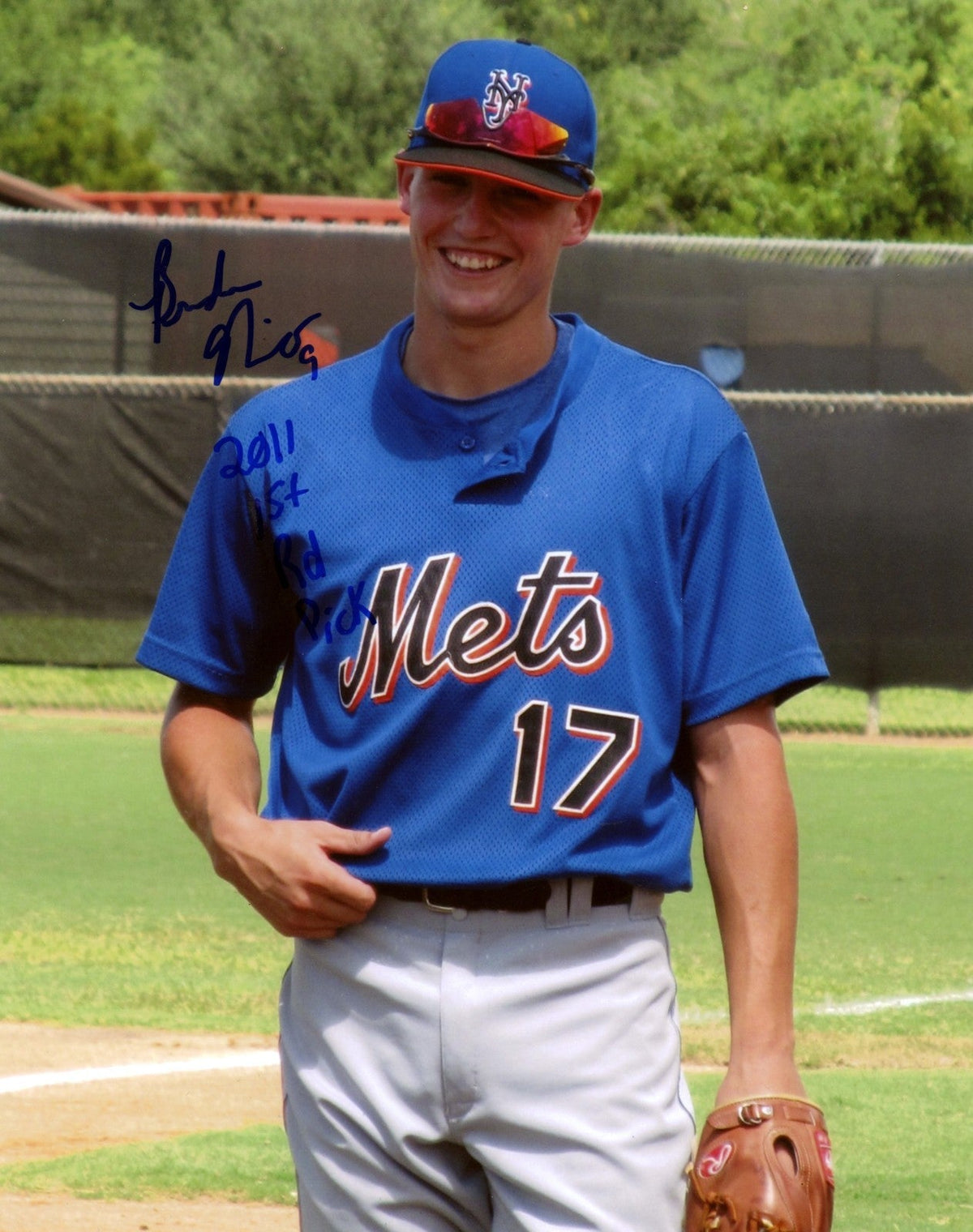Brandon Nimmo Signed New York Mets 8x10 Photo w/ 2011 1st Rd Pick LSCM Authenticated #3-Powers Sports Memorabilia