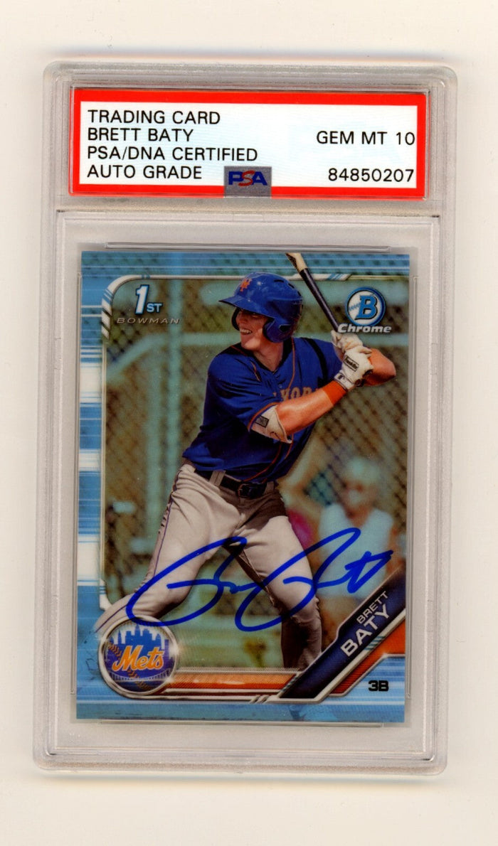 Brett Baty 2019 Bowman Chrome Draft 1st Sky Blue Refractor Signed PSA 10 Auto RC-Powers Sports Memorabilia