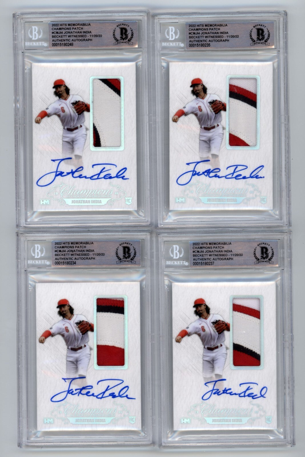Jonathan India 2021 Hits Memorabilia Champions Silver Patch Auto RC #/10 BGS BAS-Powers Sports Memorabilia