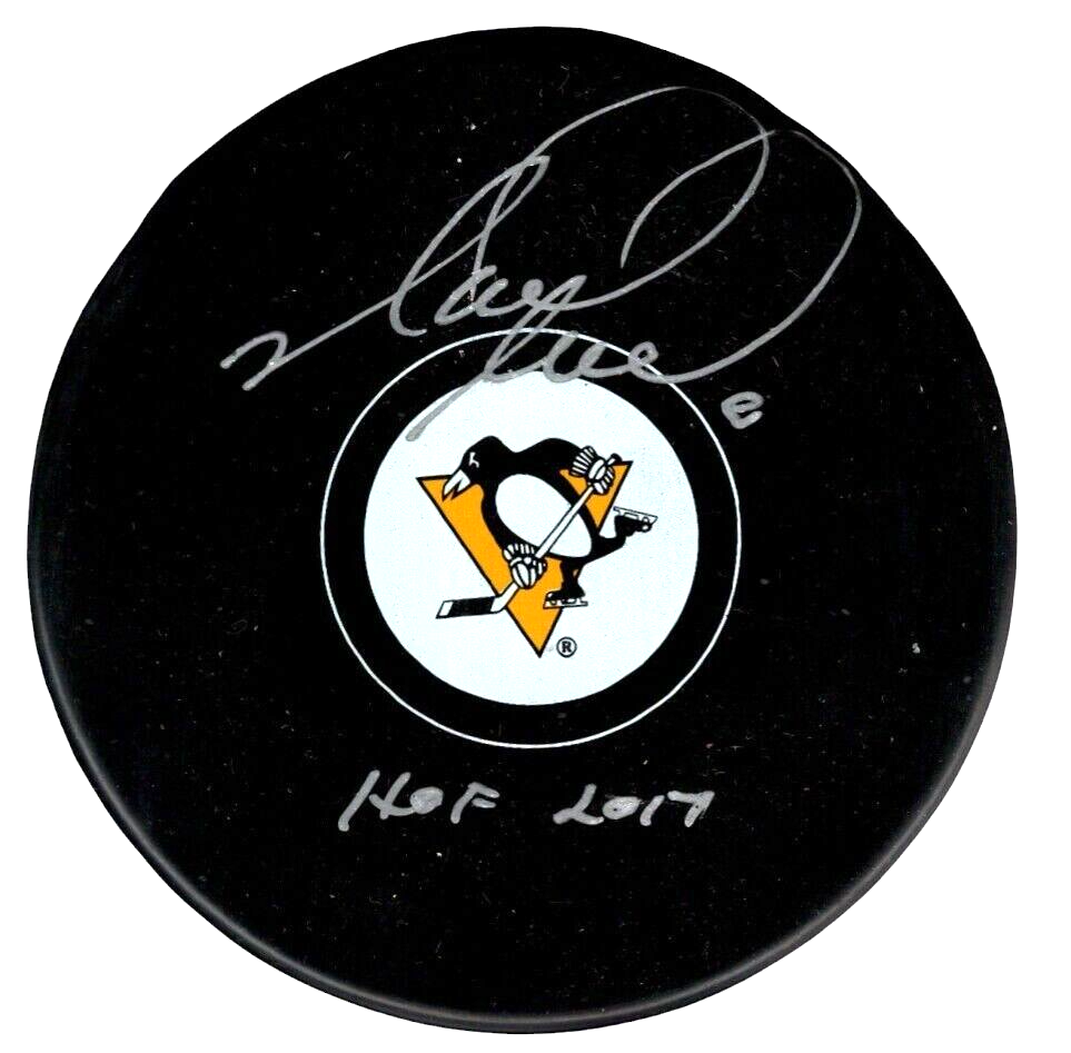 Mark Recchi Signed Pittsburgh Penguins Puck w/ HOF 2017 JSA Authenticated-Powers Sports Memorabilia